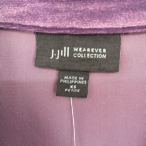 J Jill Wearever Collection Velvet Blouse Purple XSP NWT - Picture 2 of 9